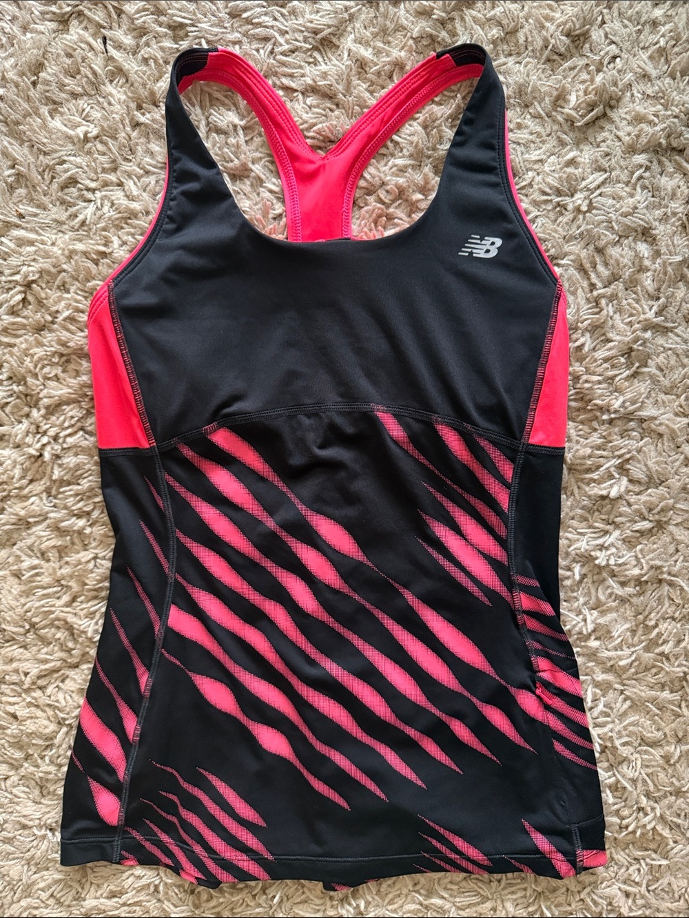 New Balance Black and Pink Racerback Athletic Tank Top